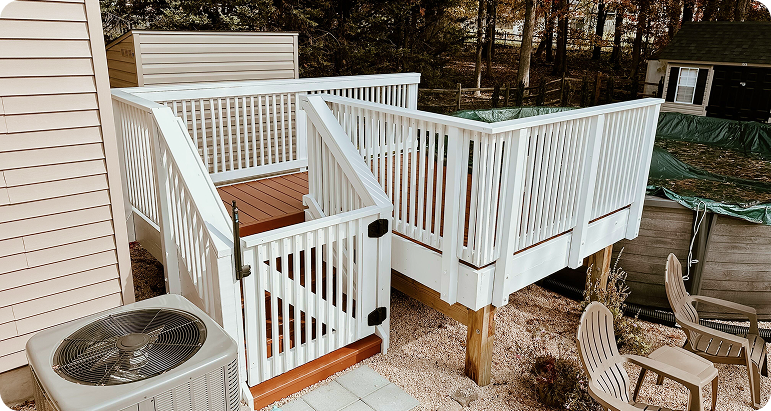 Residential Deck Remodeling – Composite Decking, Vinyl Railings & Painting